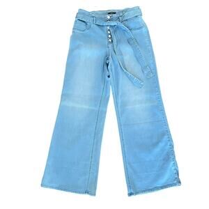 G by Giuliana Chambray Stretch Wide-Leg Jean Look Patch Pocket Size 14